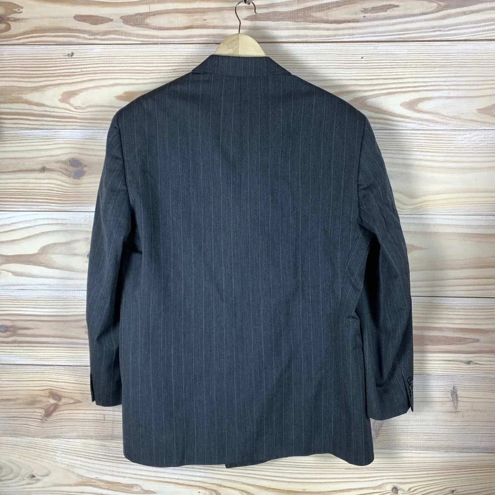 Double Breasted Fabrizio Cellini Blazer Men 44R Grey Pinstripe Pure New Wool VTG